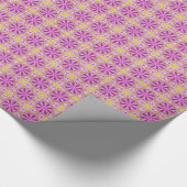 Roze bloemen gele sterren Meisjesgeschenk Cadeaupapier (Hoek)