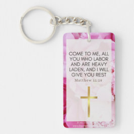 Roze Bloemen & Geloof Sleutelhanger