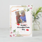 Roze Bloemen Gelukkige Grootouders Dag Kaart (Staand voorkant)