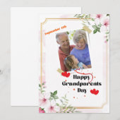 Roze Bloemen Gelukkige Grootouders Dag Kaart (Voorkant / Achterkant)