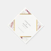 Roze Bloemen Geometrisch Bruiloft Party Papier Servet (Hoek)