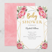 Roze bloemen Geometrisch Lijst Baby shower