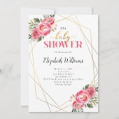 Roze bloemen Geometrisch Lijst Baby shower Kaart (Voorkant)