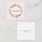 Roze bloemen geometrisch monogram vierkante visitekaartje (Voorkant / Achterkant)