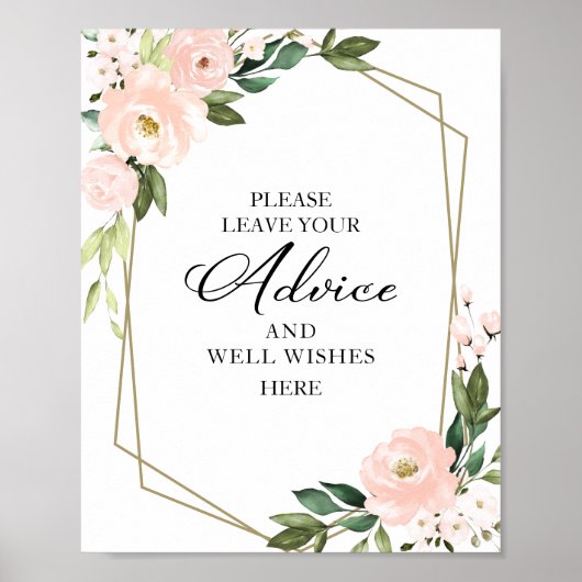 Roze bloemen Geometrische adviezen en putbordjes Poster (Voorkant)