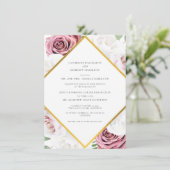 Roze Bloemen Geometrische Bruiloft Kaart (Staand voorkant)