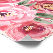 Roze bloemen Geometrische Lijst Baby shower Poster (Hoek)