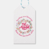 Roze Bloemen gepersonaliseerd Eid Mubarak Cadeaulabel (Voorkant)