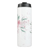 Roze Bloemen Gepersonaliseerd Thermische Tumbler Thermosbeker (Voorkant)