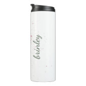 Roze Bloemen Gepersonaliseerd Thermische Tumbler Thermosbeker (Geroteerd rechts)
