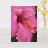 Roze Bloemen gepersonaliseerde 70ste verjaardag Kaart (Gele Bloem)