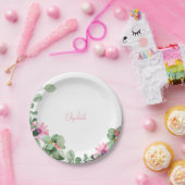 Roze Bloemen Gepersonaliseerde Douche Papier Bord (Feest)