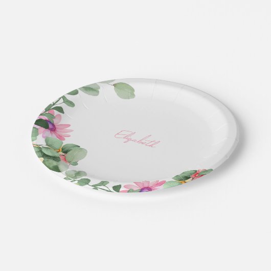 Roze Bloemen Gepersonaliseerde Douche Papier Bord (Gekanteld)