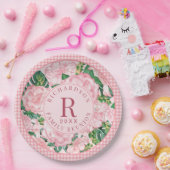 Roze Bloemen Gepersonaliseerde Familie Reünie Part Papieren Bordje (Feest)