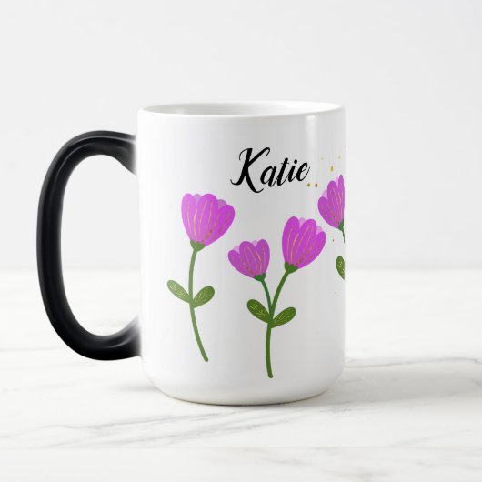 Roze Bloemen Gepersonaliseerde Mok (Links)