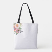 Roze Bloemen Gepersonaliseerde Monogram Modern Ele Tote Bag (Achterkant)