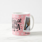 Roze Bloemen gepersonaliseerde oma foto Mok (Voorkant rechts)