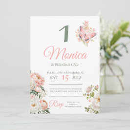 Roze bloemen gepersonaliseerde verjaardagsfeestje  kaart