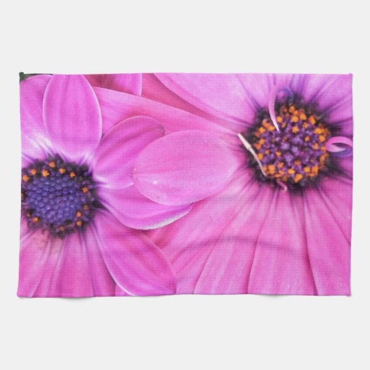Roze bloemen Gerbera Daisy Floral Theedoek (Horizontaal)