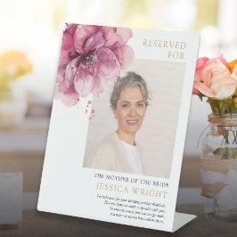 Roze Bloemen Gereserveerd Save A Seat Foto Bruilof Reclamebord Met Voetstuk