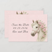 Roze Bloemen Geschilderd Paard Huwelijk Save the D (Voorkant / Achterkant)