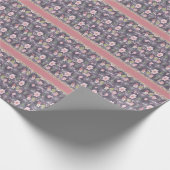 Roze Bloemen & Gestreept Faux Print Verpakking Pap Cadeaupapier (Hoek)