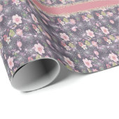 Roze Bloemen & Gestreept Faux Print Verpakking Pap Cadeaupapier (Rol Hoek)