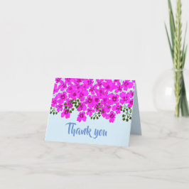 Roze bloemen gevouwen dank u kaart