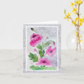 Roze Bloemen Gevouwen Wenskaart Kaart (Gele Bloem)