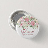 Roze bloemen - Gezegend bovenmate  Ronde Button 3,2 Cm (Voorkant /achterkant)