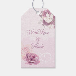 Roze bloemen gift sticker cadeau tag cadeaulabel
