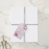Roze bloemen giftlabel cadeaulabel (Met Touw)