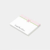 Roze Bloemen Gingham patroon gepersonaliseerd Post-it® Notes (Schuin)