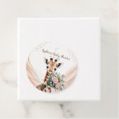 Roze Bloemen Giraffe Safari Baby shower Bedankjes Labels (In situ)