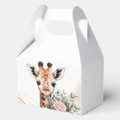 Roze Bloemen Giraffe Safari Baby shower Favoriet B Bedankdoosjes (Achterkant)