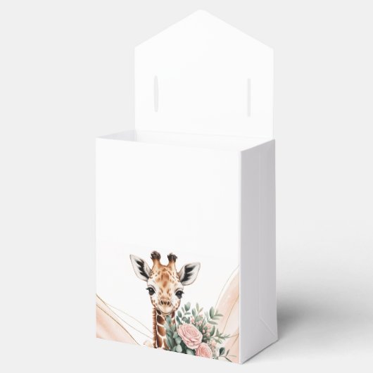 Roze Bloemen Giraffe Safari Baby shower Favoriet B Bedankdoosjes (Geopend)