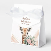 Roze Bloemen Giraffe Safari Baby shower Favoriet B Bedankdoosjes (Voorkant Zijde)