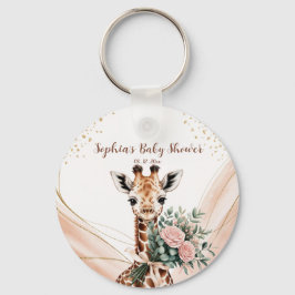 Roze Bloemen Giraffe Safari Baby shower Favoriet Sleutelhanger
