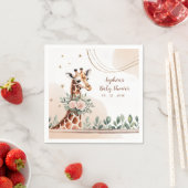 Roze Bloemen Giraffe Safari Baby shower Servet (Insitu)