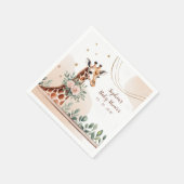 Roze Bloemen Giraffe Safari Baby shower Servet (Hoek)