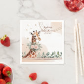 Roze Bloemen Giraffe Safari Baby shower Servet (Insitu)