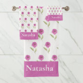 Roze Bloemen Girly Badhanddoek set Bad Handdoek