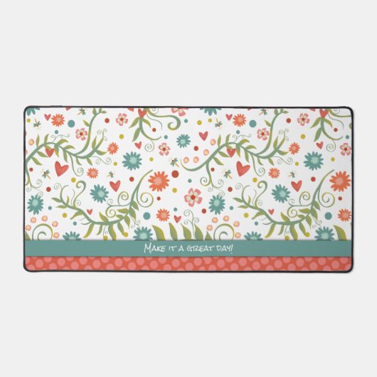 Roze Bloemen Girly Boho Modern Elegant Bureaumat (Voorkant)