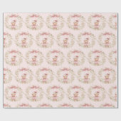 Roze Bloemen Girly Coquette Bow Kerstmis Cadeaupapier (Vlak)