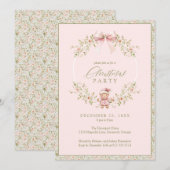 Roze Bloemen Girly Coquette Vakantie Party Kaart (Voorkant / Achterkant)