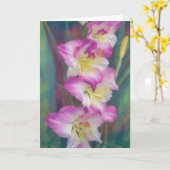 Roze Bloemen Gladiolus Art Note Kaart (Gele Bloem)