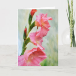 Roze Bloemen Gladiolus Art Note Kaart