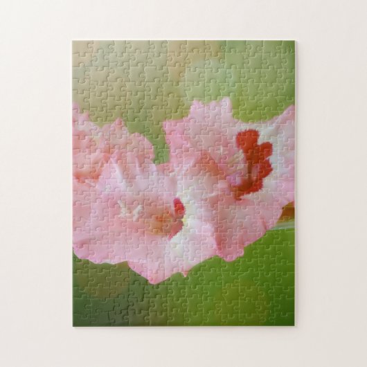 Roze Bloemen Gladiolus Garden Art Legpuzzel (Verticaal)