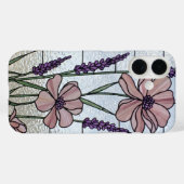 Roze Bloemen Glas in lood Illusie Case-Mate iPhone Case (Achterkant (horizontaal))
