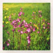 Roze bloemen glas onderzetter (Voorkant)